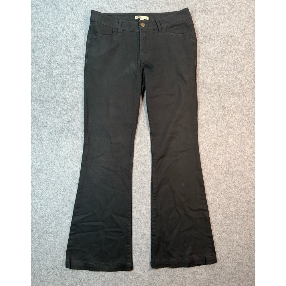 CAbi Jeans Womens 6 Black Flare Leg Denim Pants Mid Rise V-Stitch Pockets